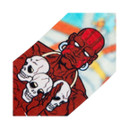 Close-up detail shot of Dhalsim's face and skull imagery on the sock.