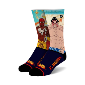 street fighter dhalsim vs e honda street fighter themed mens & womens unisex multi novelty crew socks