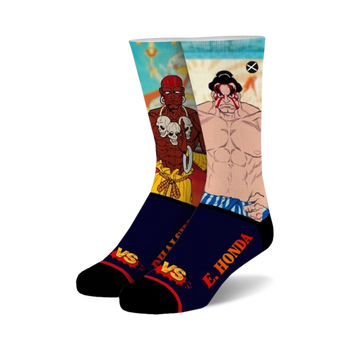 street fighter dhalsim vs e honda street fighter themed mens & womens unisex multi novelty crew socks