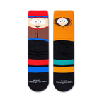 Close-up view of South Park socks highlighting the colorful stripes and character details.