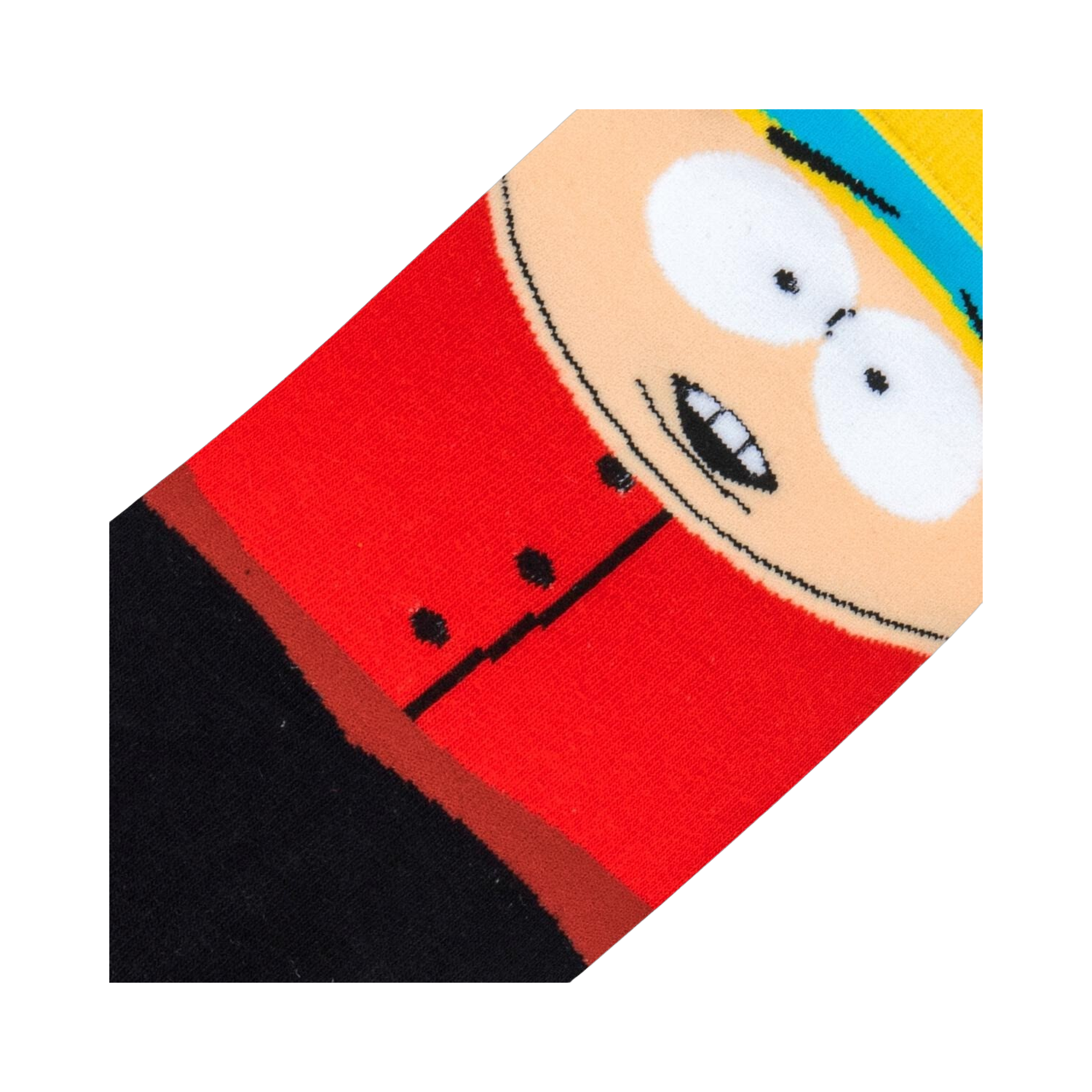 Detailed close-up shot of Stan's face on one of the socks.