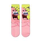 Flatlay image showing two Spongebob Squarepants Big Patrick socks.