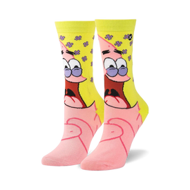 spongebob squarepants big patrick spongebob squarepants themed womens pink novelty crew socks