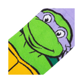 Close-up detail shot of Donatello's face on the TMNT socks.