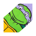 Close-up detail shot of Donatello's face on the TMNT socks.