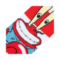 Close-up detail shot of Mr. Krabs' face on the sock, showing the intricate design.