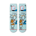Pair of Squidward Spongebob crew socks laid flat, showcasing the full design.