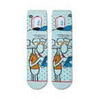 Pair of Squidward Spongebob crew socks laid flat, showcasing the full design.