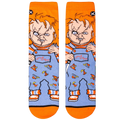Flatlay showcasing the Chucky 'Good Guys' socks, highlighting the full design.