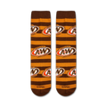 Flatlay product shot of A&W striped socks showing the full design.