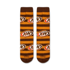 Flatlay product shot of A&W striped socks showing the full design.