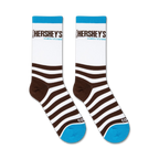 Flatlay showcasing a pair of Hershey's Cookies & Creme socks. The image highlights the sock's design and color scheme.