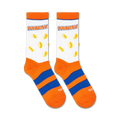 Flatlay showcasing a pair of Payday socks.  The candy and stripes are clearly visible.