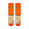 Flatlay product shot of two Reese's Pieces socks showcasing the full design.