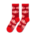 Flatlay showcasing two Dr Pepper Retro crew socks.