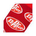 Close-up detail shot of the Dr Pepper logo on the socks.