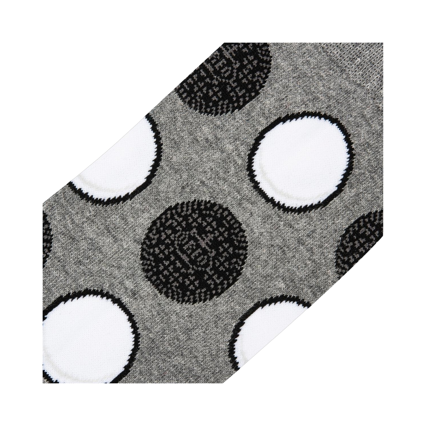 Close-up detail shot highlighting the textured Oreo cookie print on the gray heather fabric.