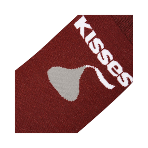 Flat lay showcasing the full design of the Hershey's Kisses socks.
