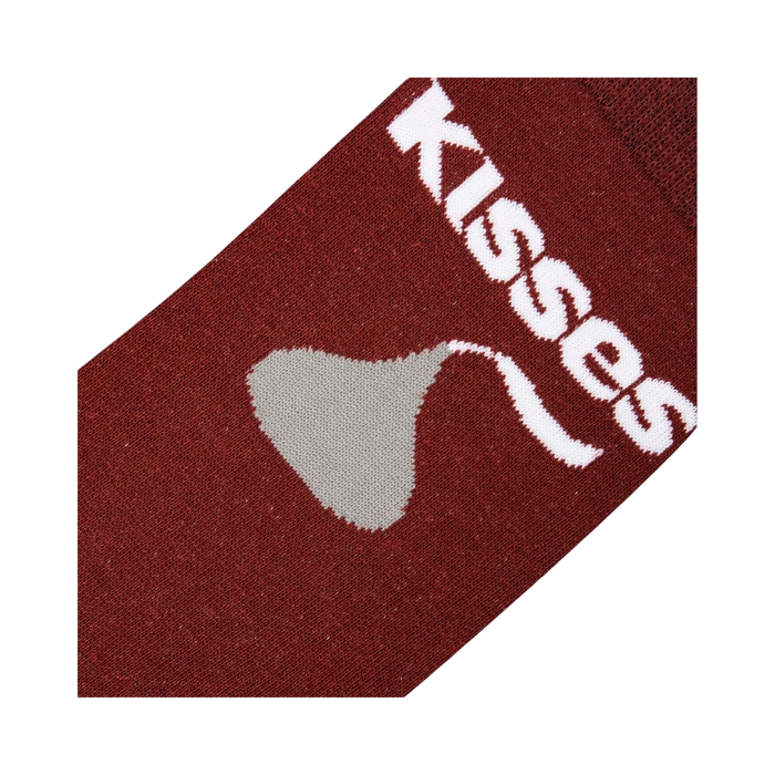 Flat lay showcasing the full design of the Hershey's Kisses socks.