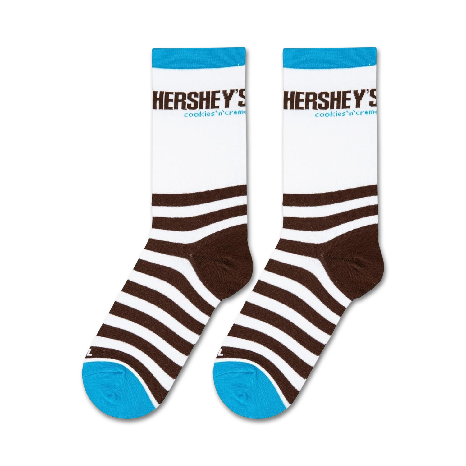 Flatlay product shot showing two pairs of Hershey's Cookies 'n' Creme socks.
