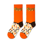 Lifestyle shot showing the Reese's Pieces socks on a model's feet.