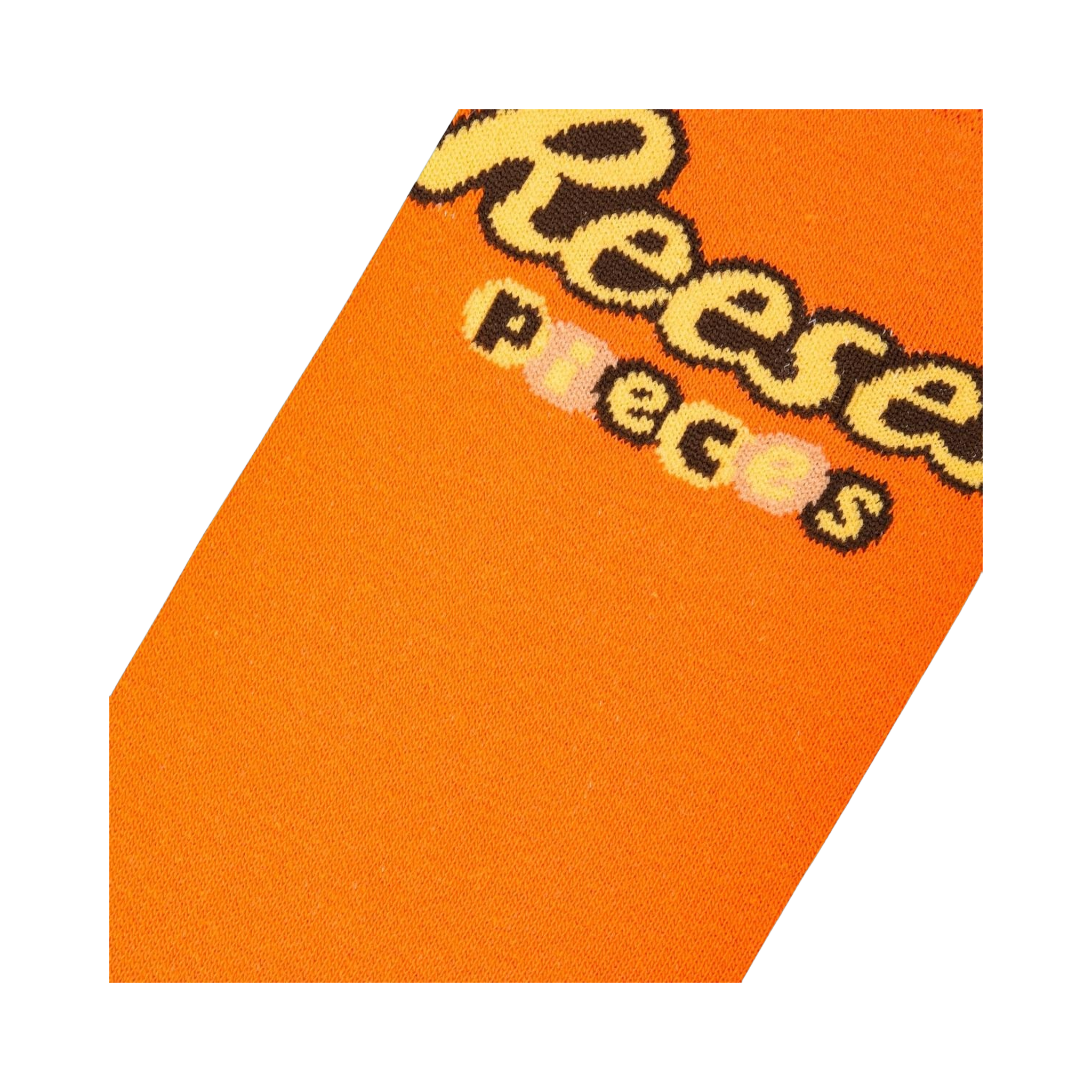 Close-up detail shot of the Reese's Pieces logo on the socks.