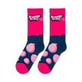 Flat lay showcasing a pair of Bubble Yum socks, highlighting the full design from top to toe.