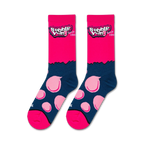 Flat lay showcasing a pair of Bubble Yum socks, highlighting the full design from top to toe.