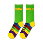 Close-up view of a pair of Wheel of Fortune socks showcasing the design details and bright colors.