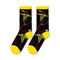 Close-up showcasing the detailed design of the 'Nurse' socks; caduceus, stethoscope, syringe and EKG.