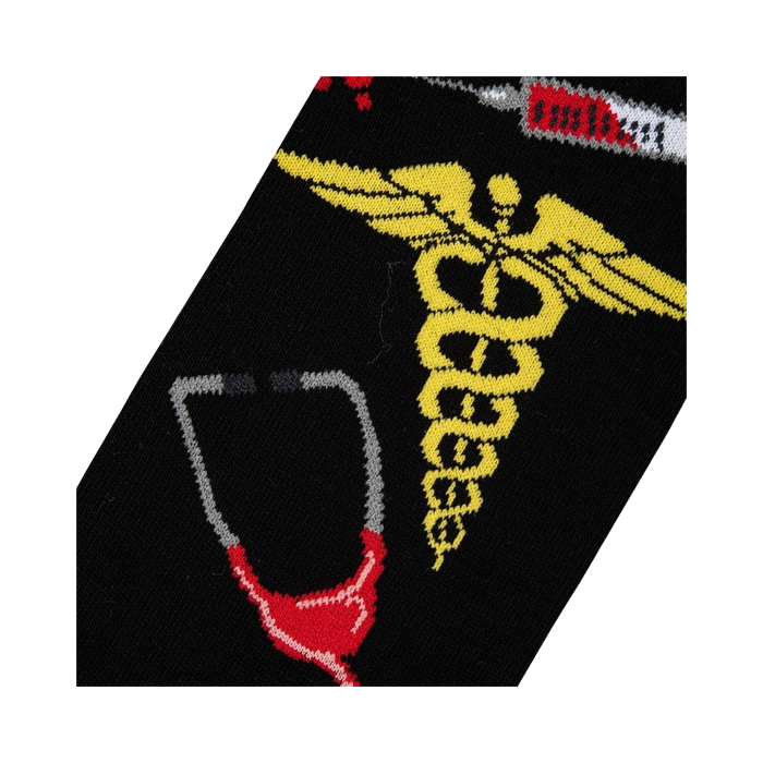 Lifestyle product shot of the 'Nurse' socks on a person's feet; showcasing fit and style.