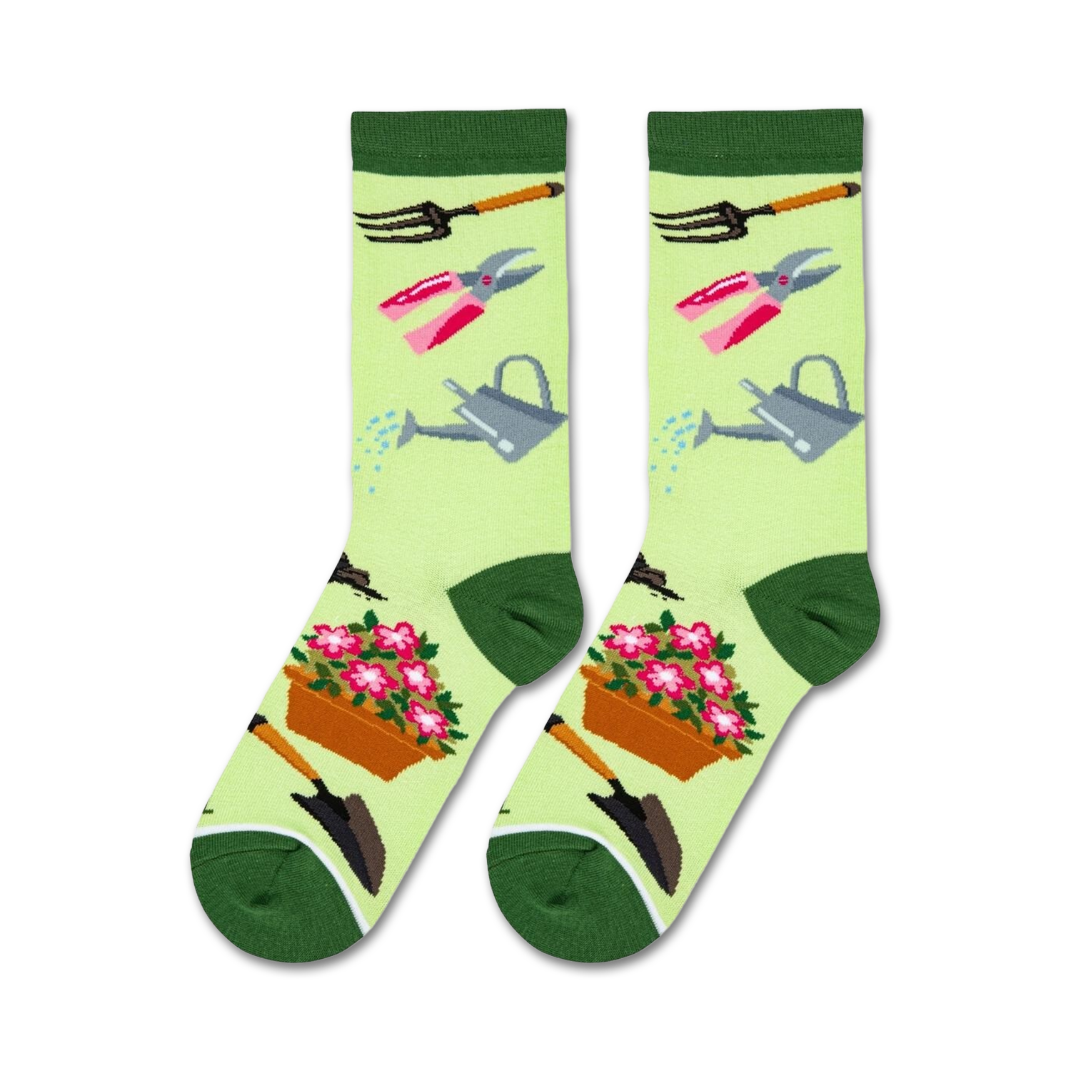 Close-up studio shot of a pair of Gardening socks showcasing the design details.