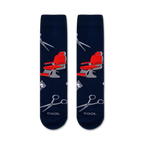 Flatlay image of two Barber Shop socks showing the full design.