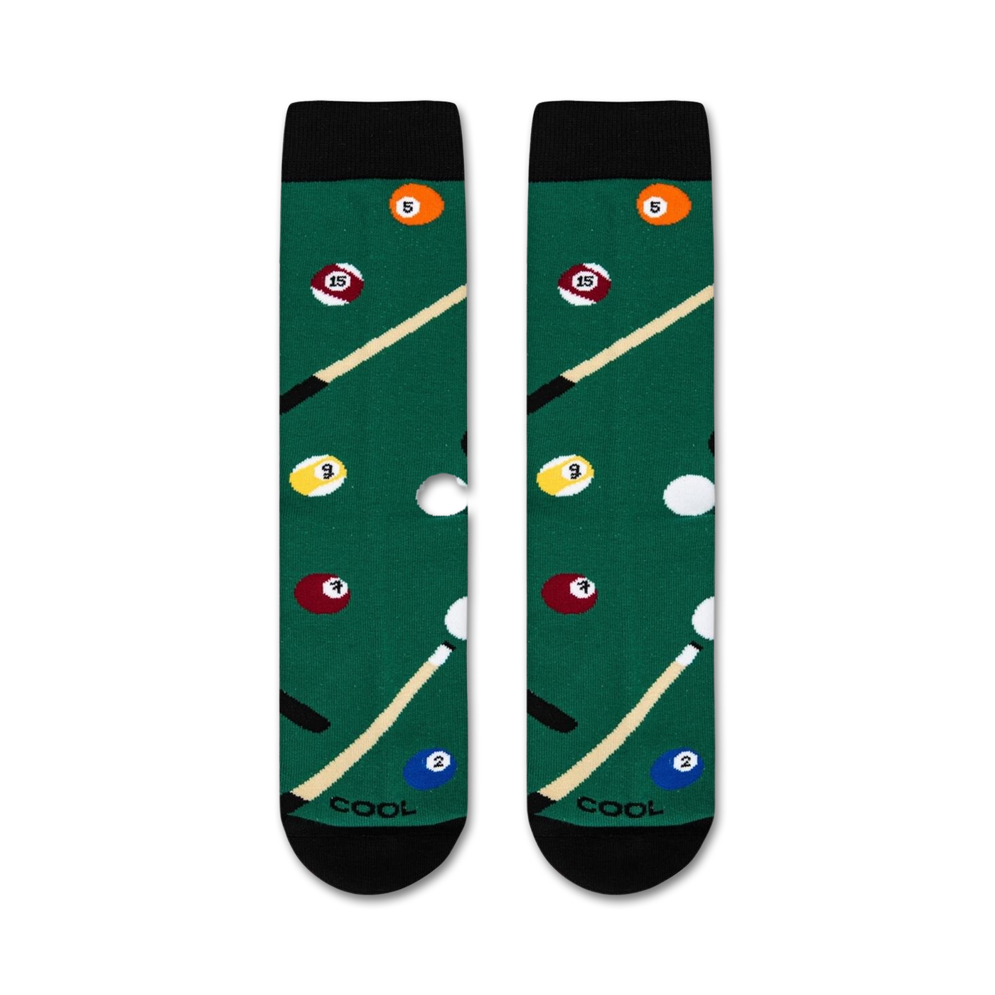 Flatlay showcasing the Billiards socks, highlighting the design details and color accuracy.