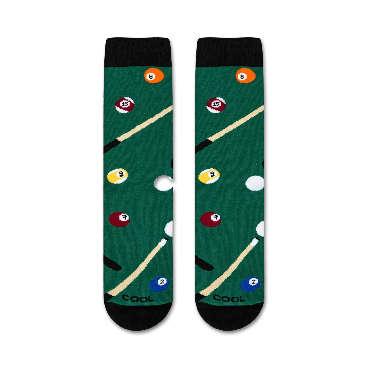 Flatlay showcasing the Billiards socks, highlighting the design details and color accuracy.
