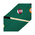 Close-up detail shot of the Billiards socks, focusing on the texture and pool cue design.