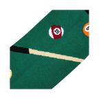 Close-up detail shot of the Billiards socks, focusing on the texture and pool cue design.