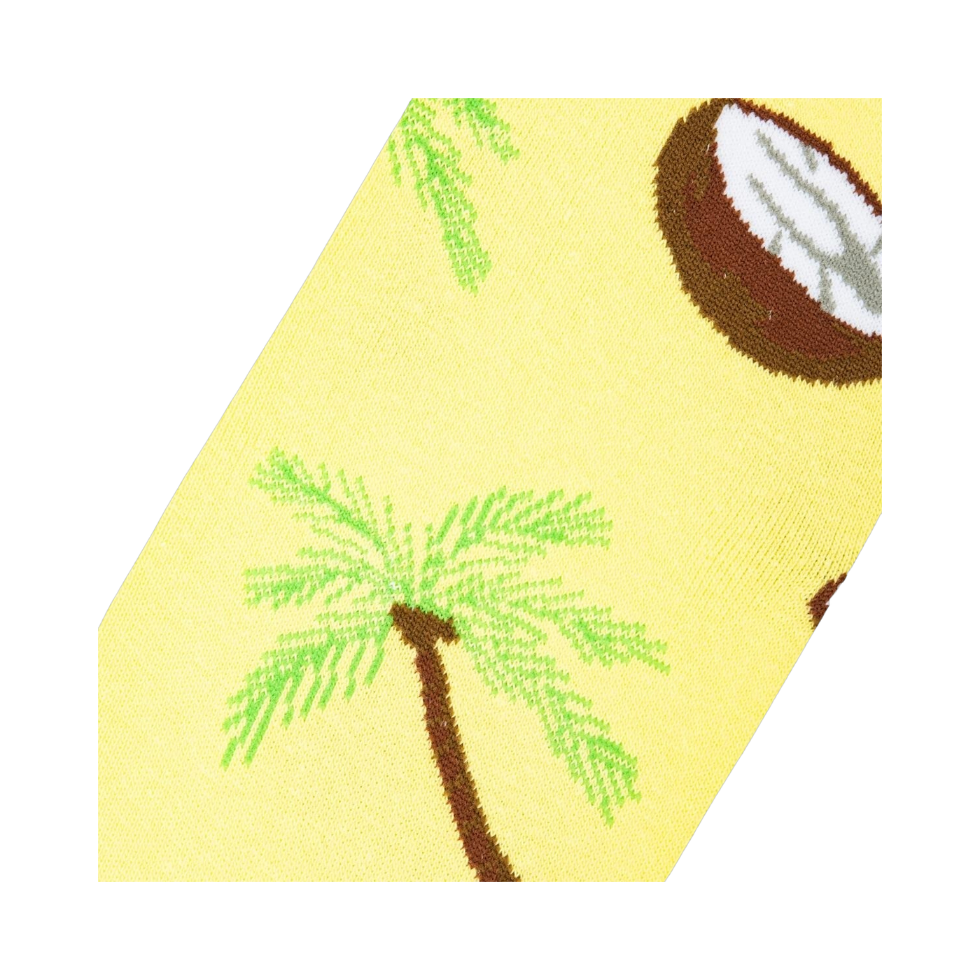 Close-up detail shot highlighting the vibrant colors and fun design of the coconut socks.