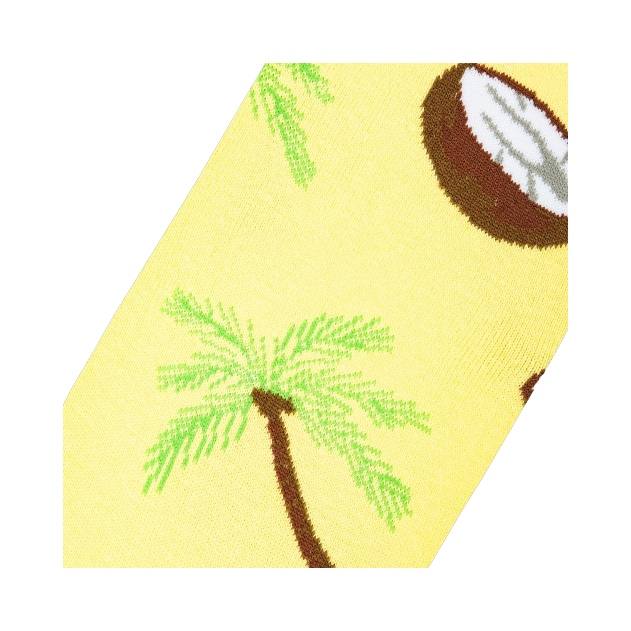 Close-up detail shot highlighting the vibrant colors and fun design of the coconut socks.