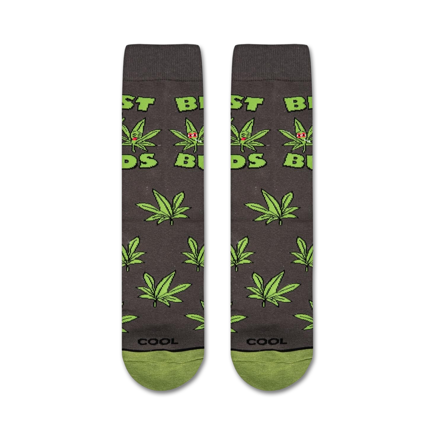 Product shot of 'Best Buds' socks on a white background. Shows the full sock design.