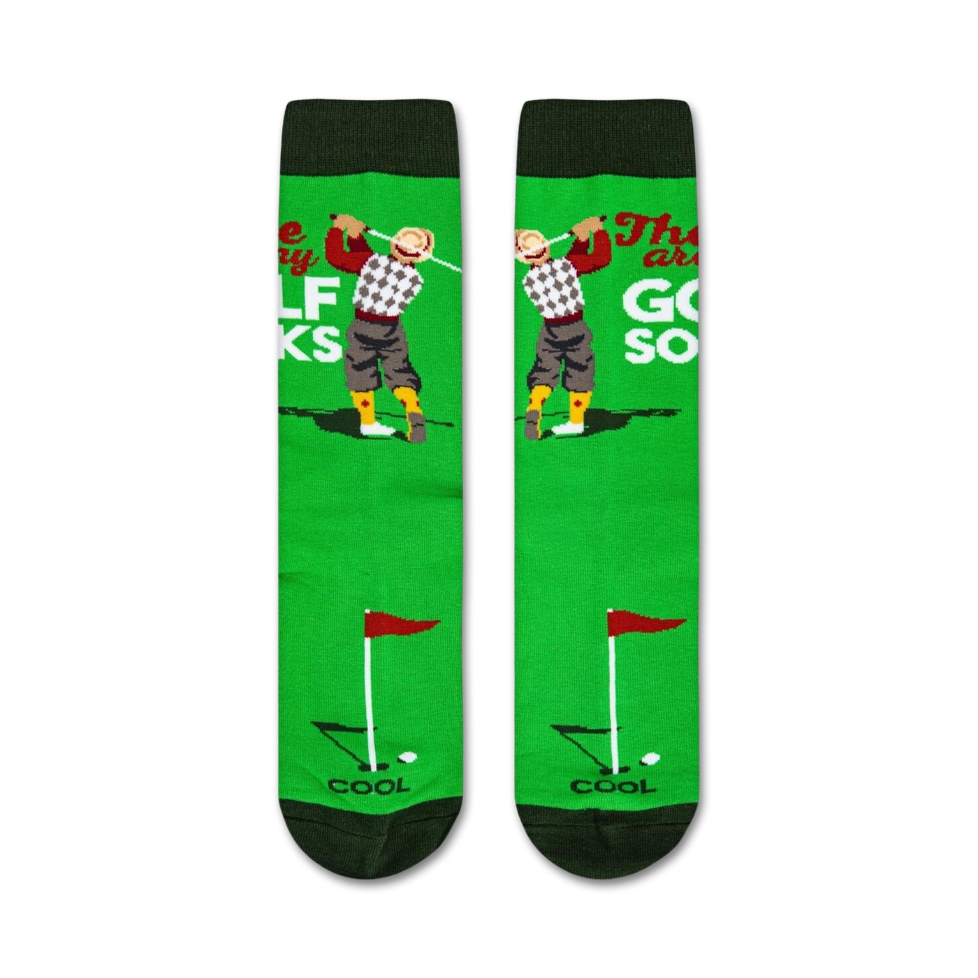 Close-up view of 'These Are My Golf Socks' showing the full sock design.