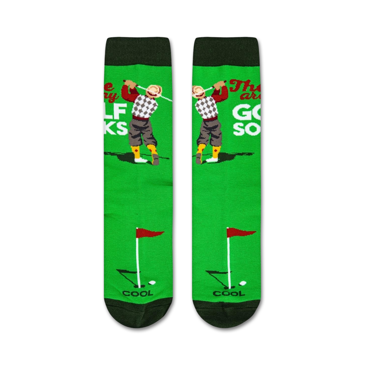 Close-up view of 'These Are My Golf Socks' showing the full sock design.