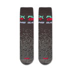 Flat lay product shot showing two 'Fuck Off I'm Gaming' socks.