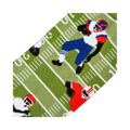 Close-up detail shot showing the fun, illustrated football player design on the socks.