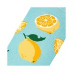 Close-up detail shot of a lemon sock, showcasing the lemon print.