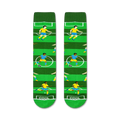 Pair of Soccer socks laid flat, showcasing the full design.