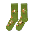 Flatlay showcasing a pair of green crew socks with sloths.