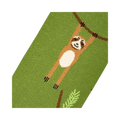 Close-up detail shot of a sloth on the sock, highlighting the knit texture.