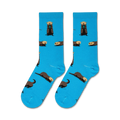 Flatlay showcasing a pair of blue sea otter socks.