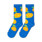 Flatlay image showing two Oranges socks on a white background.